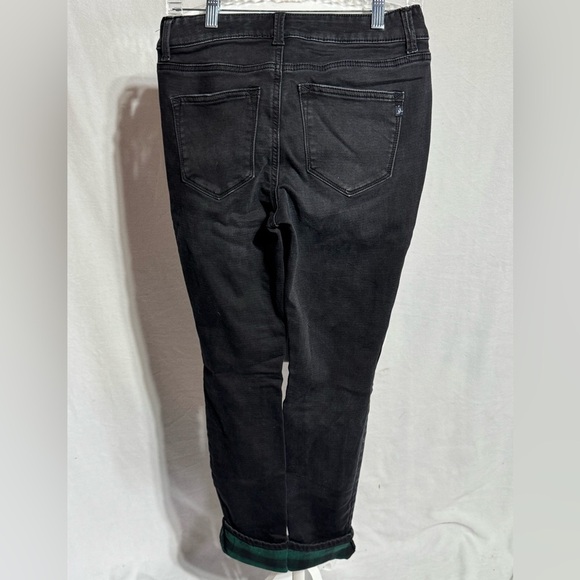Maurices Black Washed Low Rise Skinny Jeans With Plaid Ankle Cuff Size Medium - Picture 4 of 7